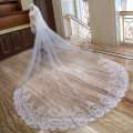 Pearls 4m long White wedding Accessories Soft Tulle veil for bride Scalloped edges wedding veils